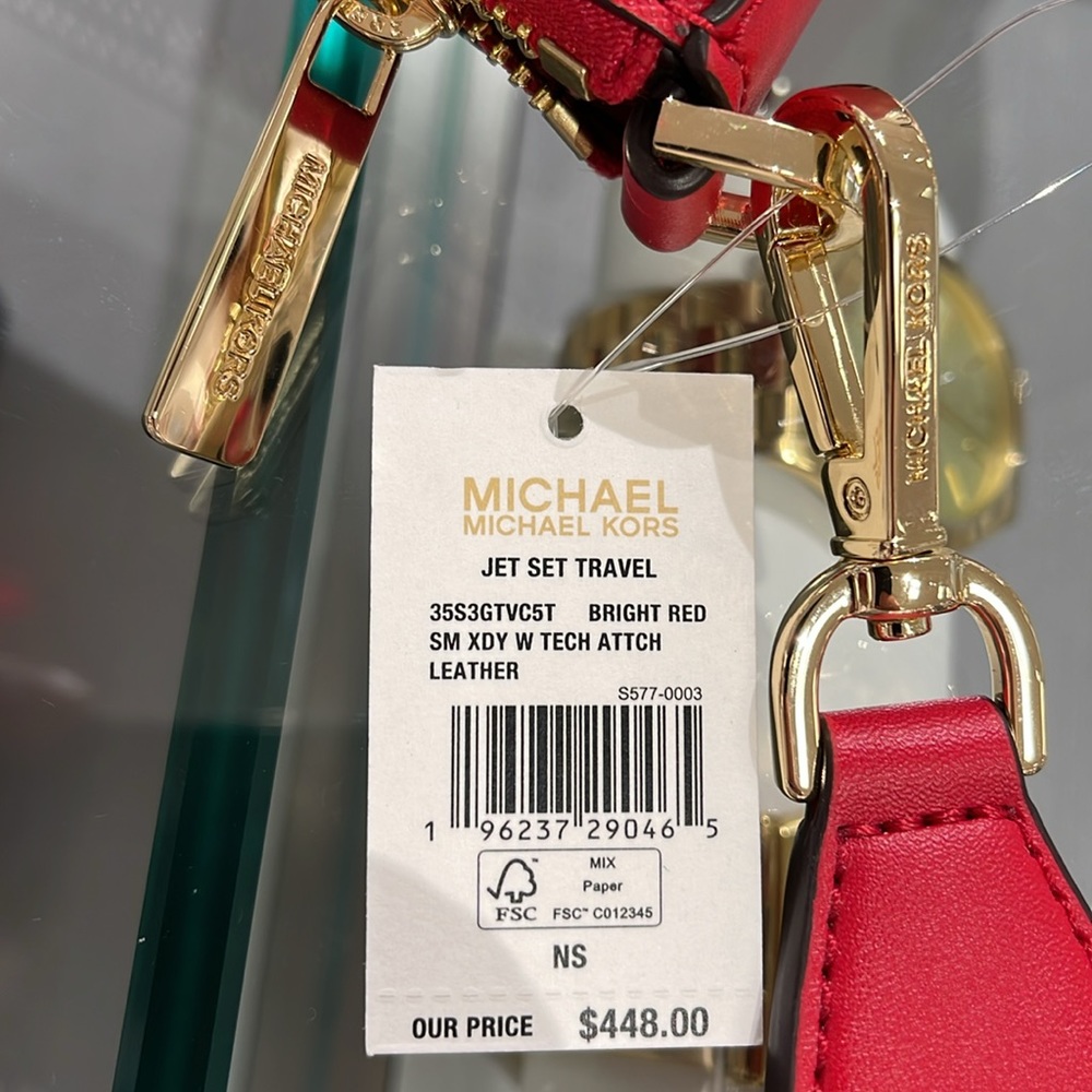 MICHAEL KORS JET SET TRAVEL SMALL SHOULDER CROSSBODY WITH TECH ATTCH AIRPOD  MK - Picture 7 of 16